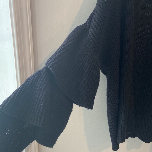 Lord And Taylor Black Cardigan With Sleeve Ruffles - Picture 3 of 3